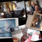 Angela mi accoglie e mi presenta la sua carissima amica Marina Scorta, due signore piacevoli ed eleganti nei modi, che sembrano di altri tempi, dove la gentilezza ed il portamento erano comuni. La casa una piccola Galleria d’arte, dove si posso ammirare Quadri, Foto, sculture, tutto è posizionato anche in giardino con metodo e buon gusto. Angela mi racconta come è arrivata a Lerma e tien ea precisare che la sua Amica Marina è stata fondamentale ed lo è ancora ad continuare la sua passione. Senza tralasciare che il suo Maestro prof. Carlo Levi. Angela si è subito integrata a Lerma e ha donato a Comune la Giara dell'800 e la grande foglia di sassi che esposte in piazza.