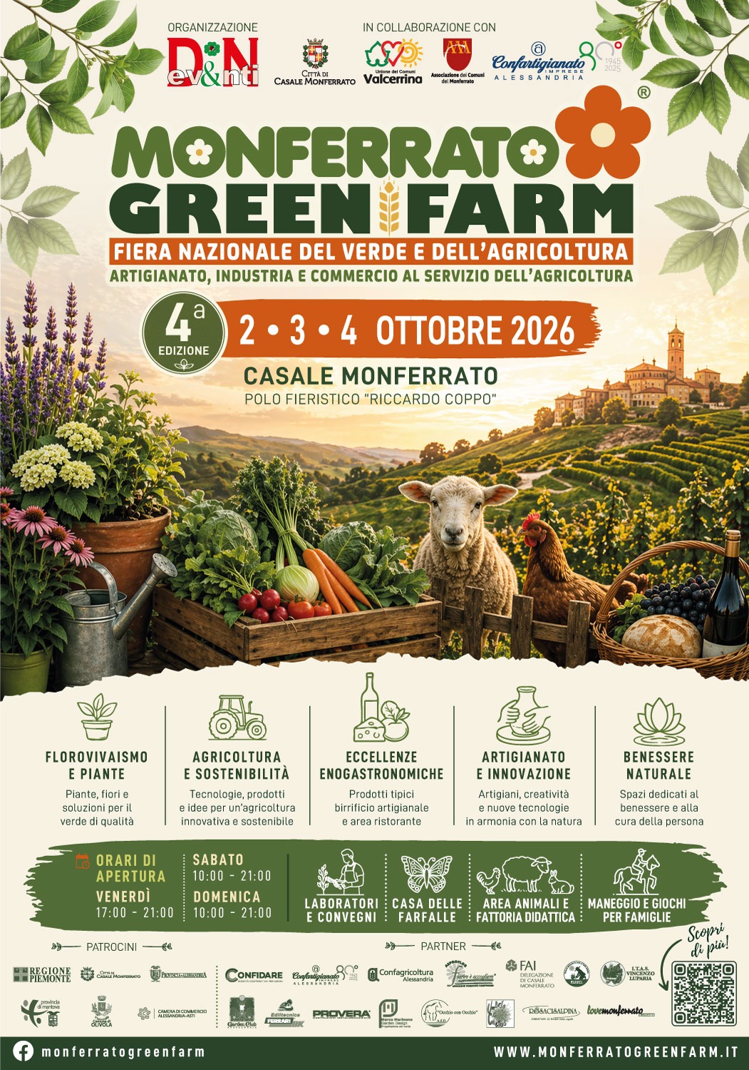 MONFERRATO GREEN FARM, DAL 2 AL 4 OTTOBRE 2026 Fiera Nazionale del Verde e dell’Agricoltura a Casale Monferrato Molte novità di una rassegna sempre più specialistica – AREA FOOD Dal 2 al 4 ottobre prossimi, il Polo Fieristico Riccardo Coppo di Casale Monferrato ospiterà la 4ª edizione di Monferrato Green Farm.